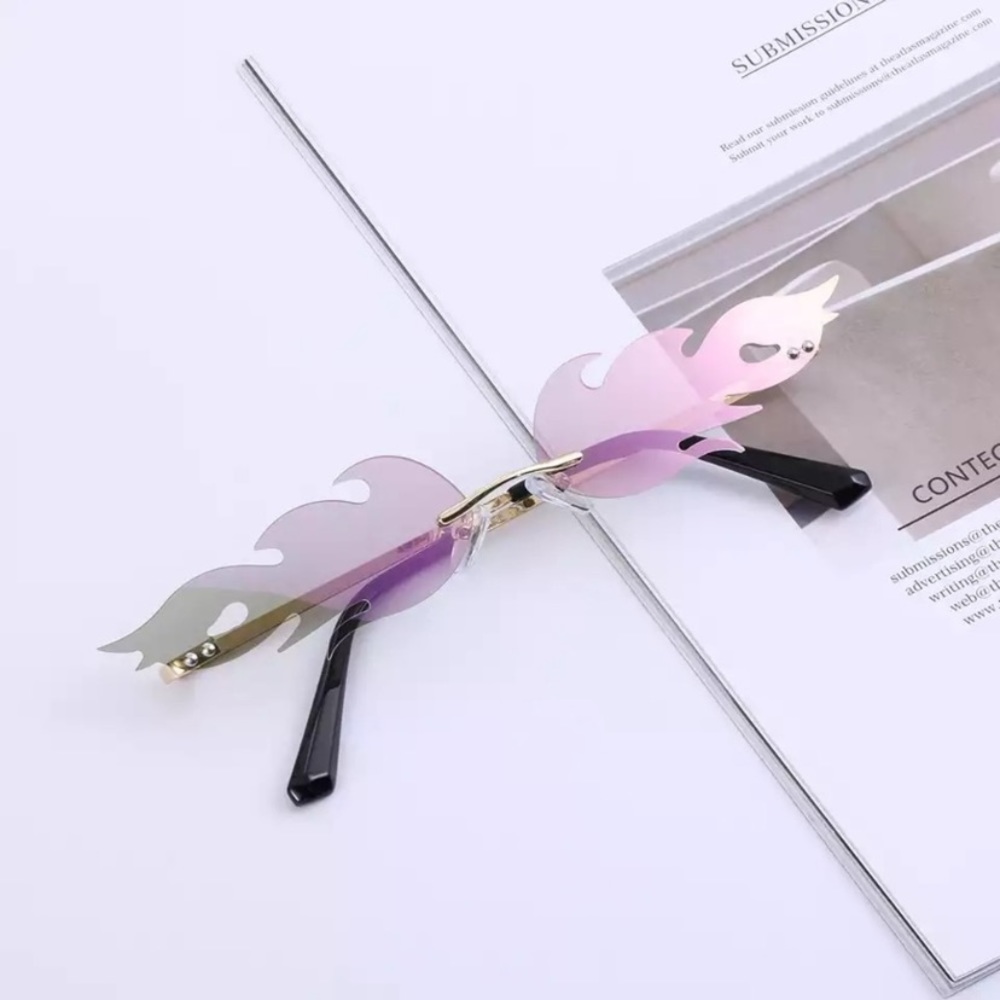 Purple Fire Skinny Cat Eye Sunglasses